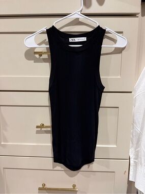 Zara Black Ribbed Sleeveless Top